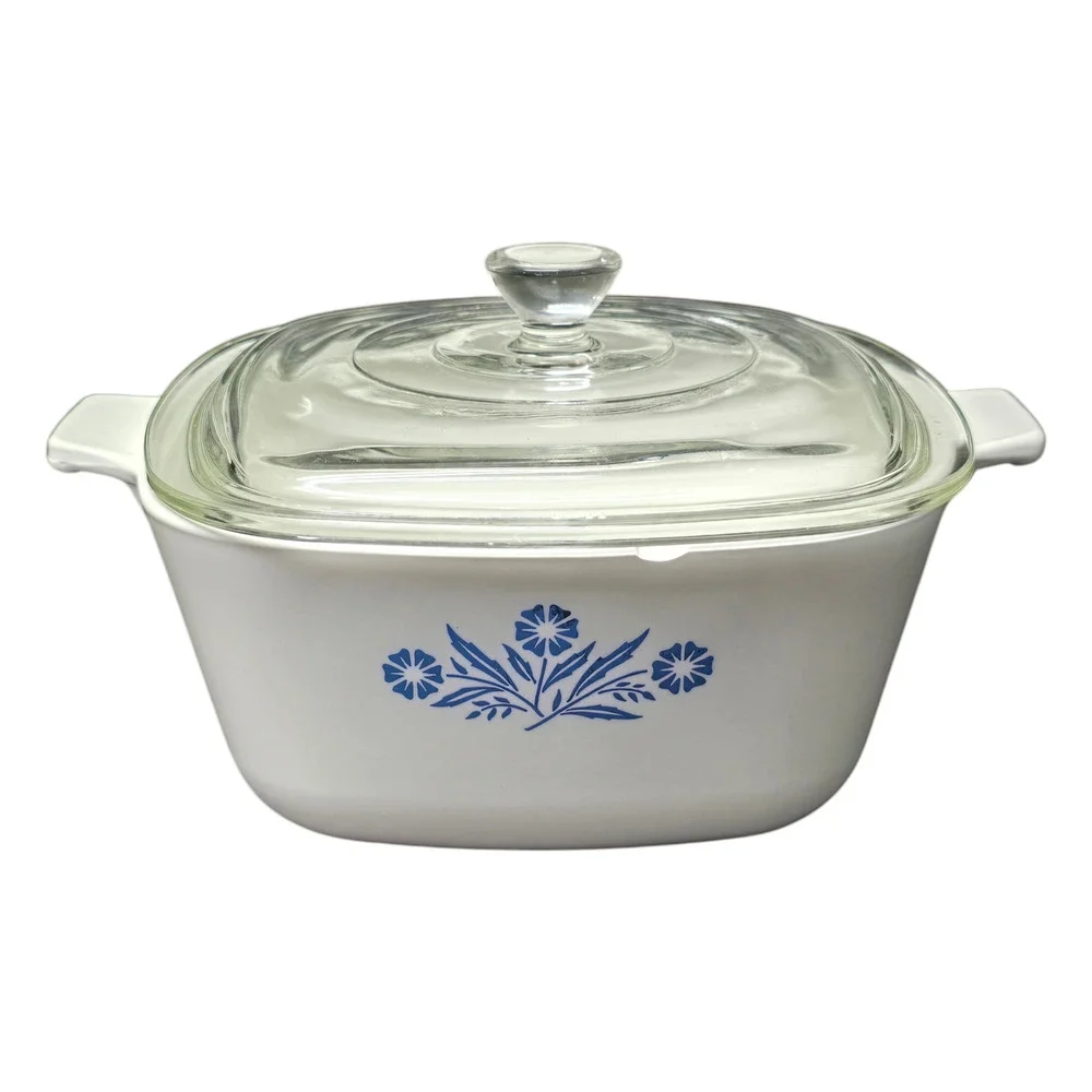 CorningWare Blue Cornflower 1.5 QT. Stoneware Casserole Dish A2 & Glass Lid Bake